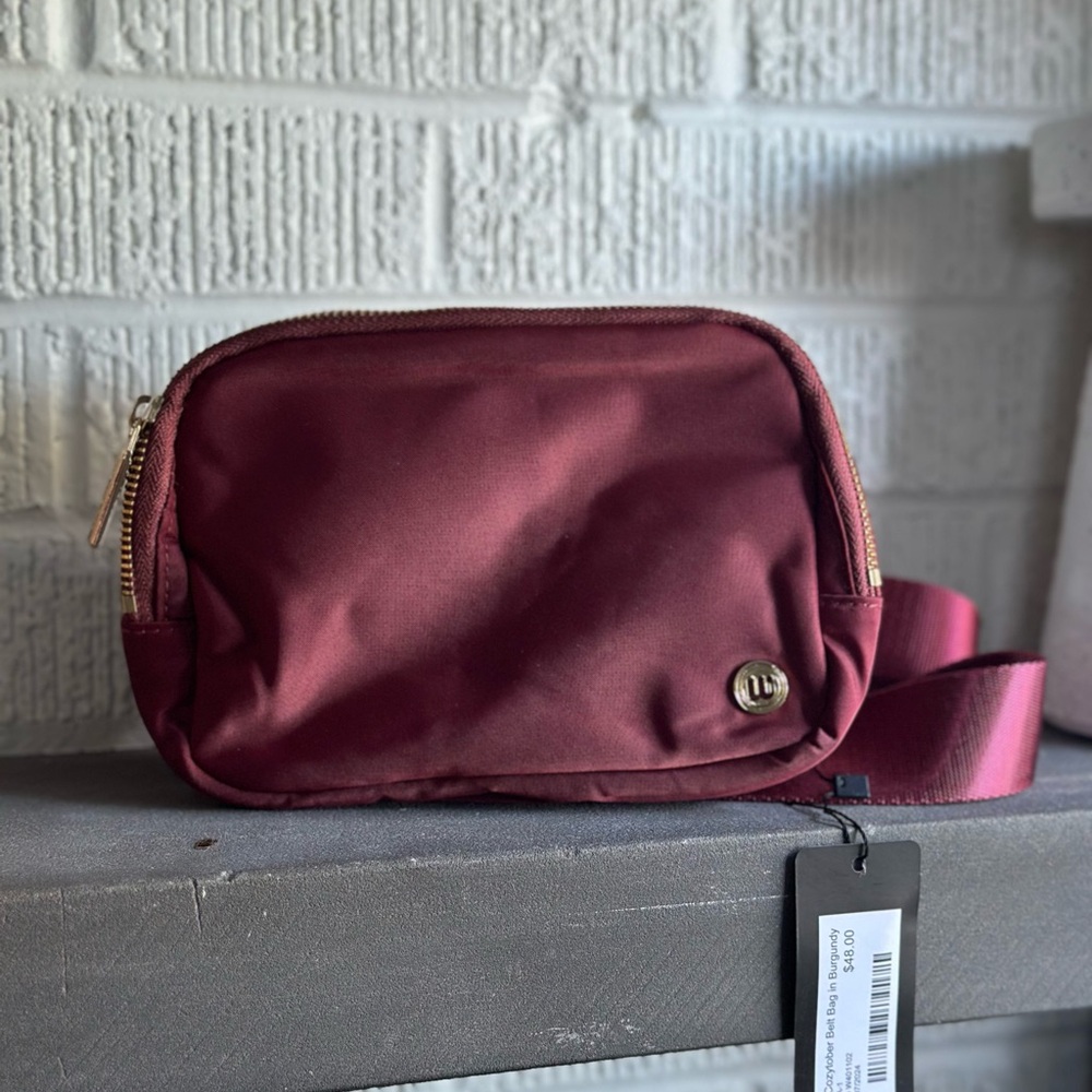 New Wantable Burgundy Crossbody Bag with Gold Accents